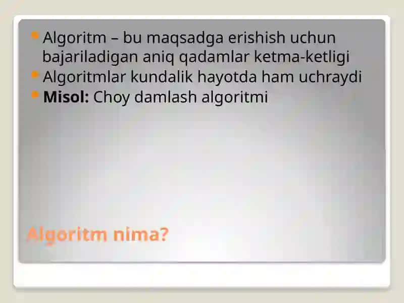 Takrorlash algoritmi (Loop) 3