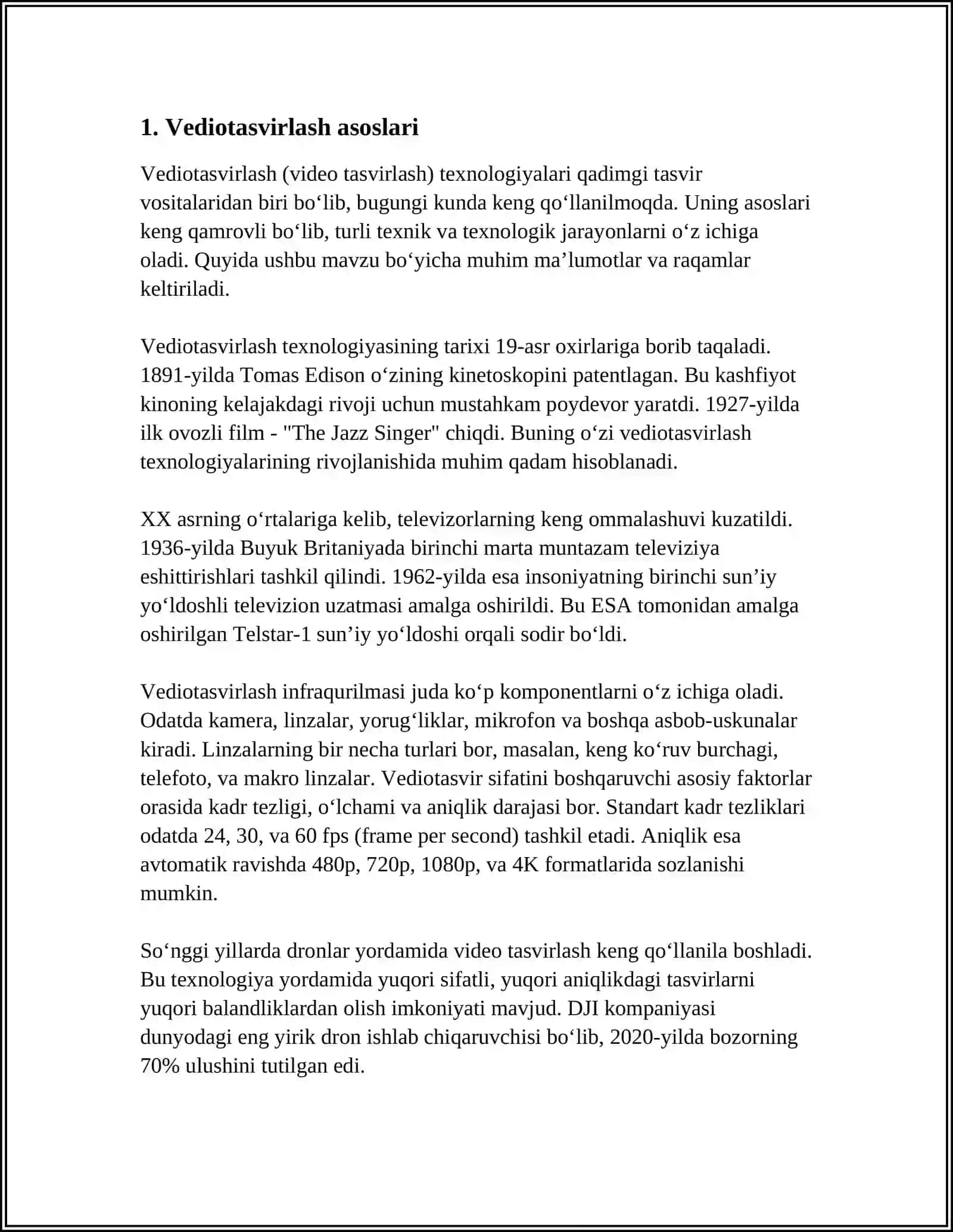 VEDIOTASVIRLASH ASOSLARI 3