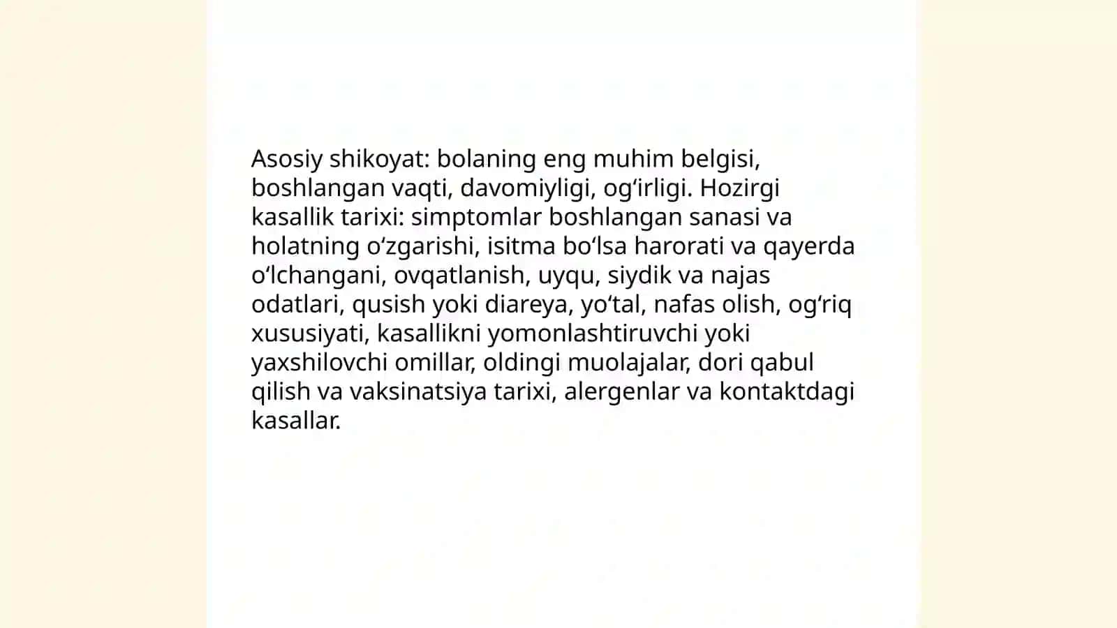 Bolalarda anamnez yig’ish va barcha a’zo va tizimlar boyicha o’bektiv tekshirish 3