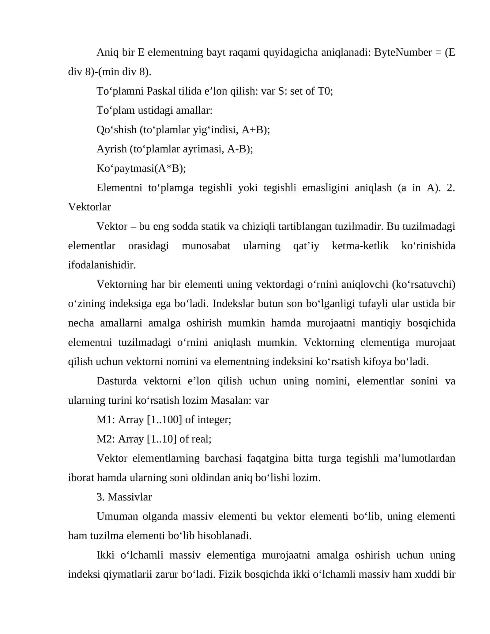 Statik turdagi maʼlumotlar tuzilmasi 3