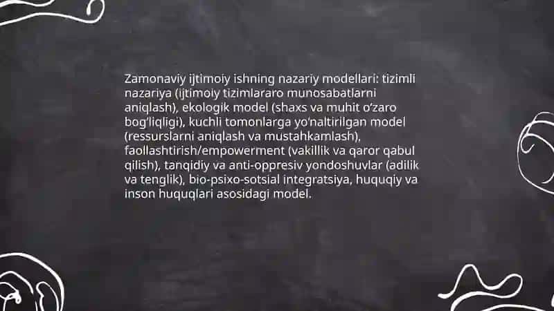 Zamonaviy dunyoda Ijtimoiy ishning modellari 3