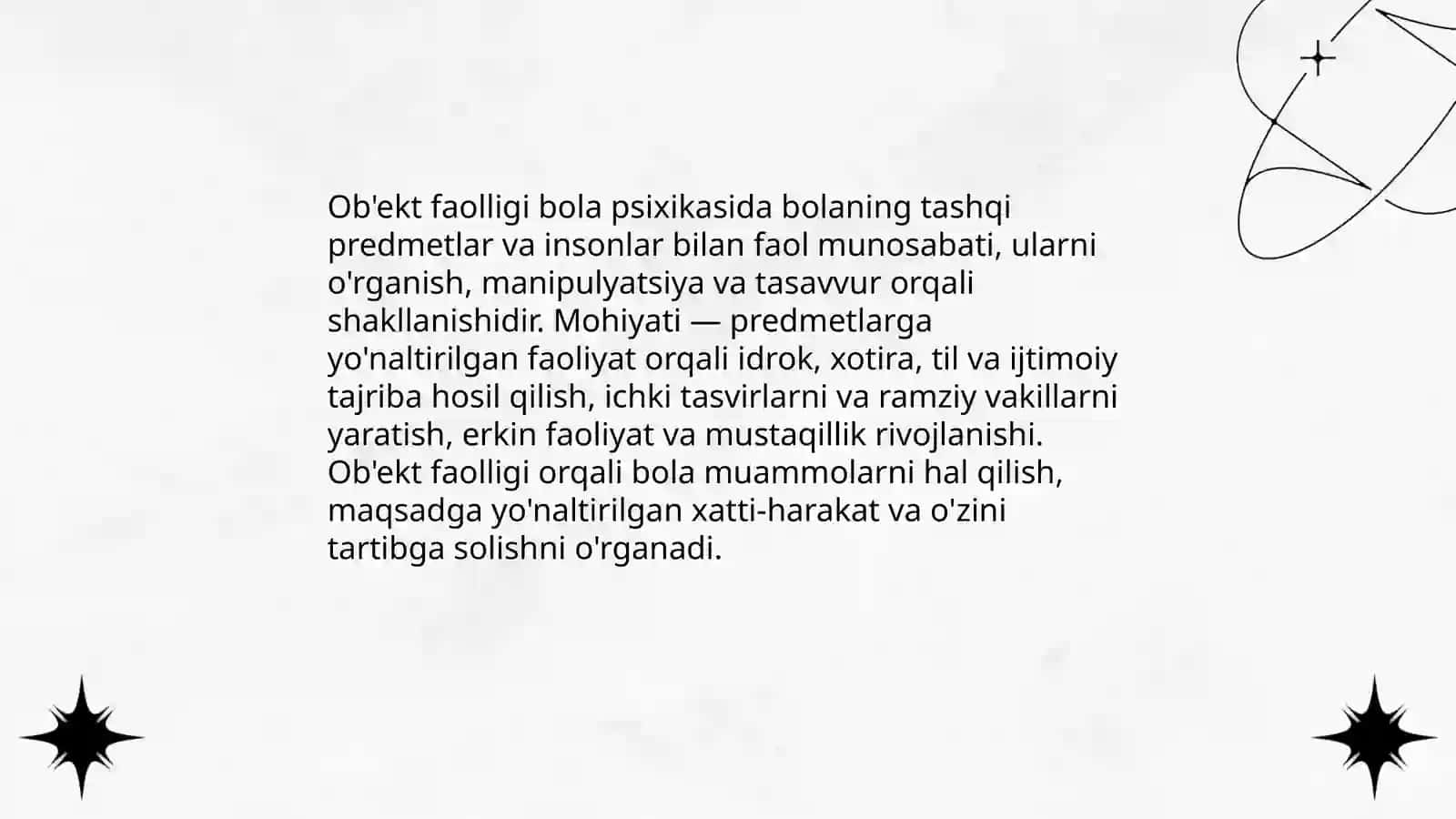 Bola psixikasining ob'ekt faolligi va mukammalligi 3