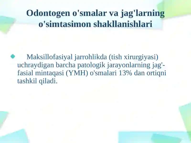 Maksillofasiyal sohaning neoplazmalarining turlari 3