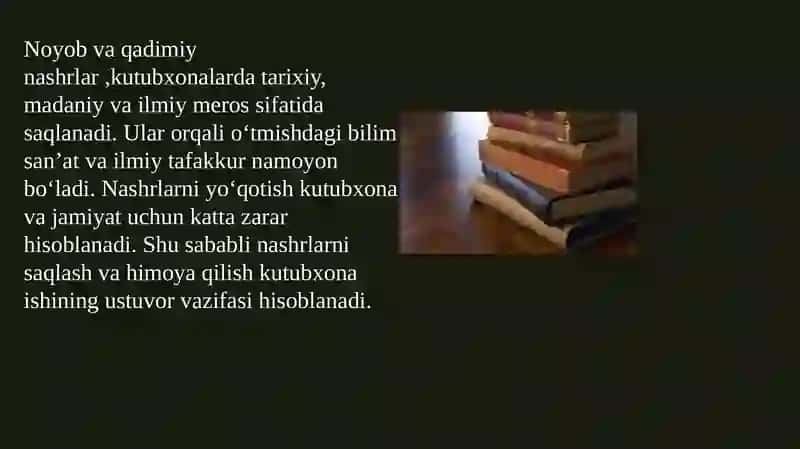 NOYOB VA QADIMIY NASHRLARNI SAQLASHNING ZAMONAVIY USULLARI 3