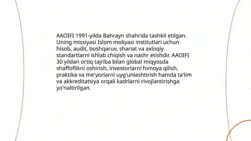 AAOIFI - Islom moliyasi institutlari uchun hisob va audit tashkiloti 3