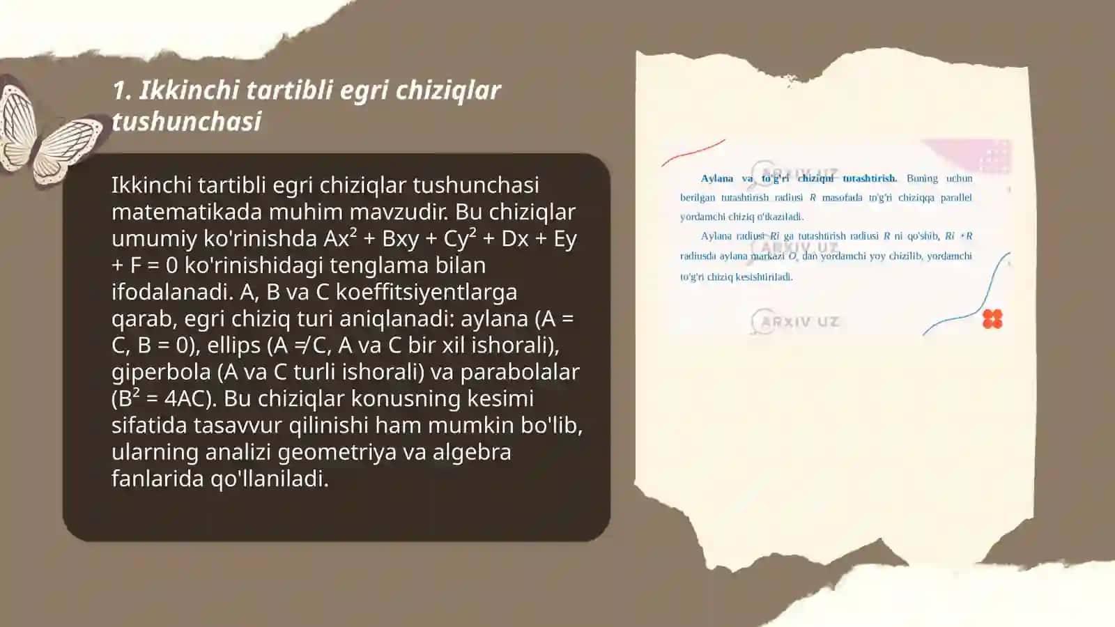 Ikkinchi tartibli egri chiziqlar tushunchasi 3