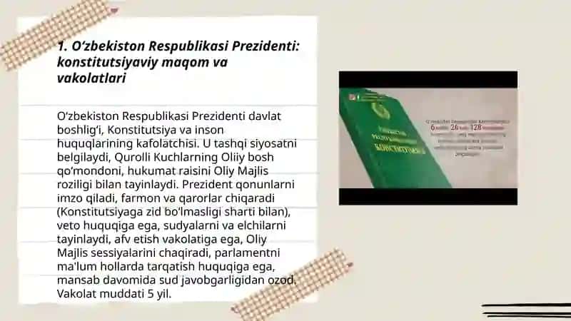 Oʻzbekiston Konstitutsiyasida Davlat Hokimiyatini Amalga Oshirishga Doir Norma 3