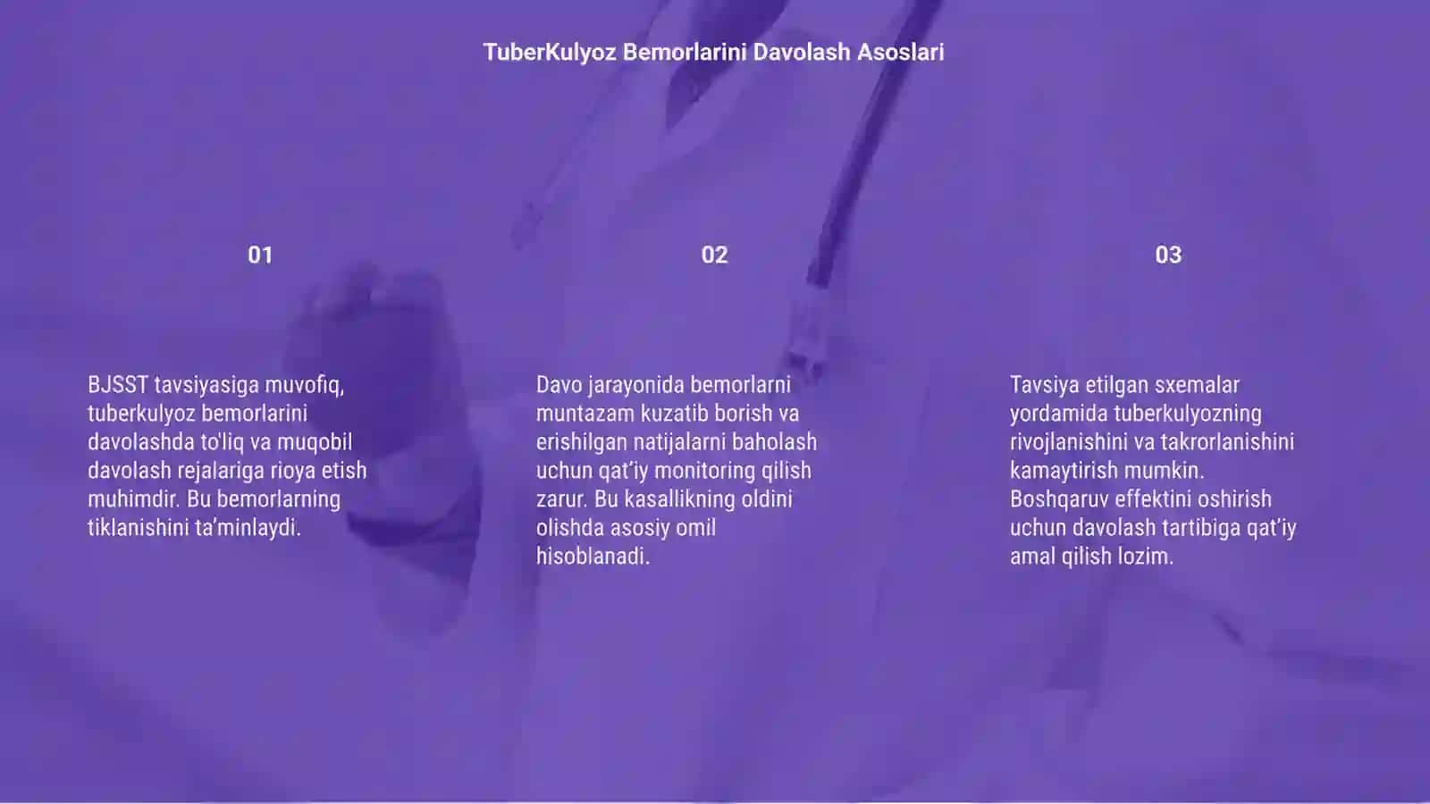 BJSST tavsiyasiga ko'ra tuberkulyoz bemorlarini davolash va kuzatish sxemalari 3