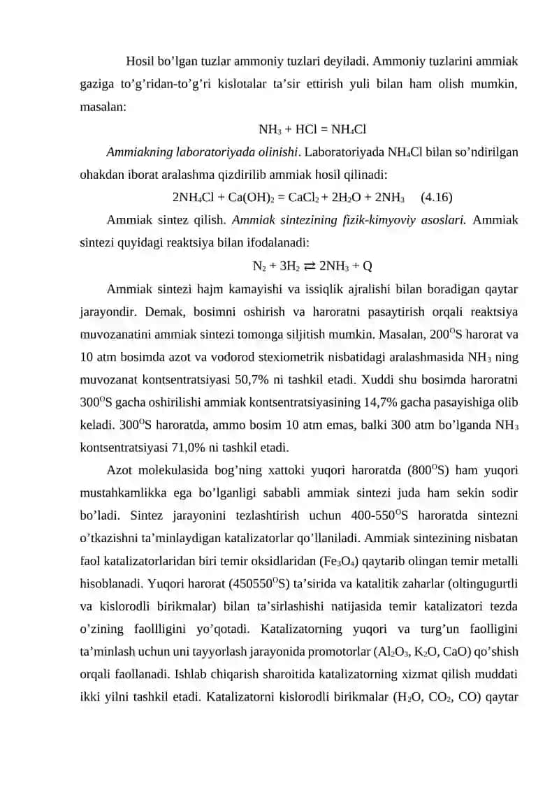 Sintetik ammiak ishlab chiqarish 3