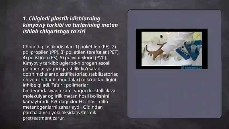 Chiqindi plastik idishlardan biotexnologik yo‘l bilan metan (biogaz) olish 3