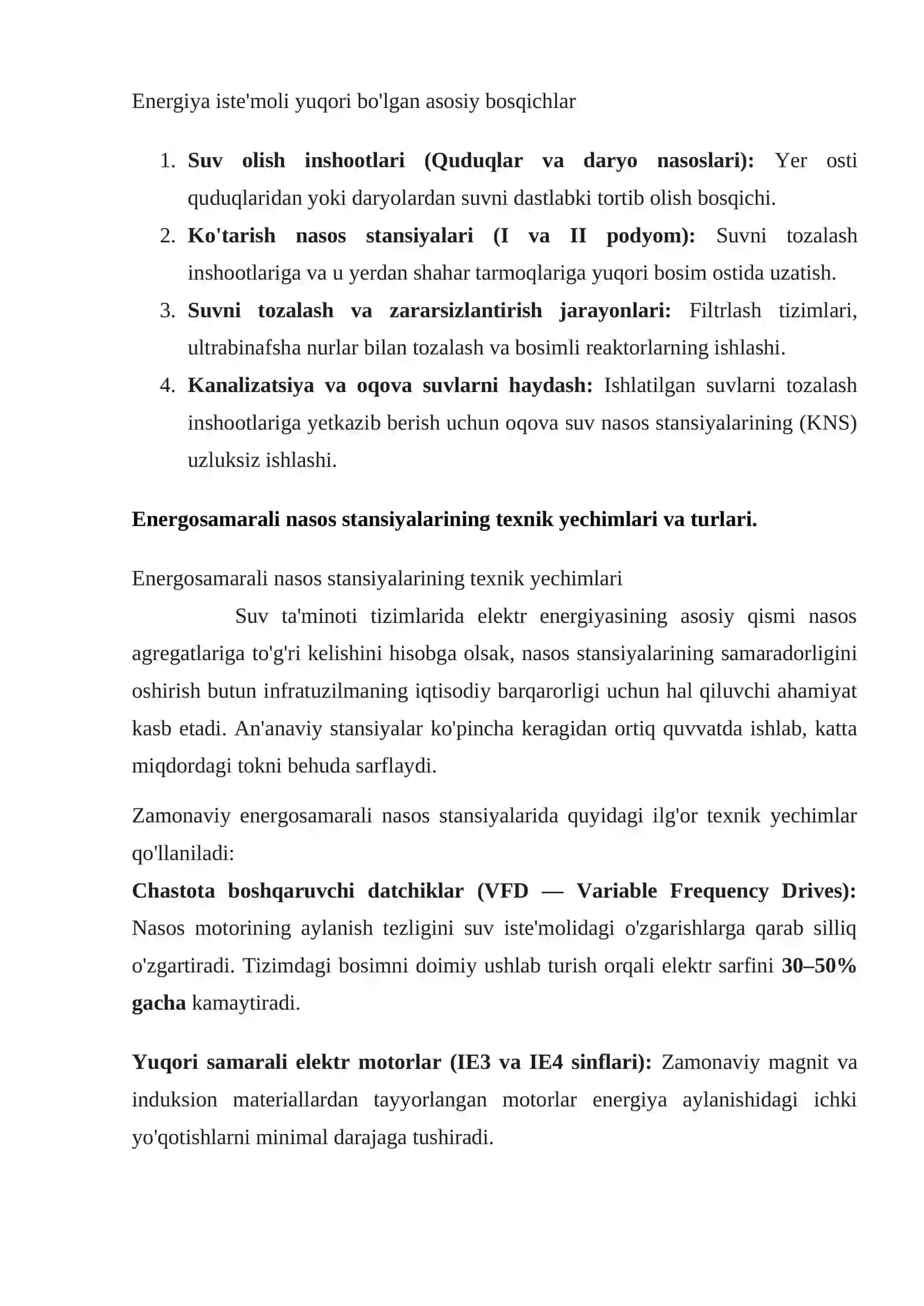 Suv ta'minoti tizimlarida energosarflarni tejash: energosamarali nasos stansiyalarini o'rnatish 3