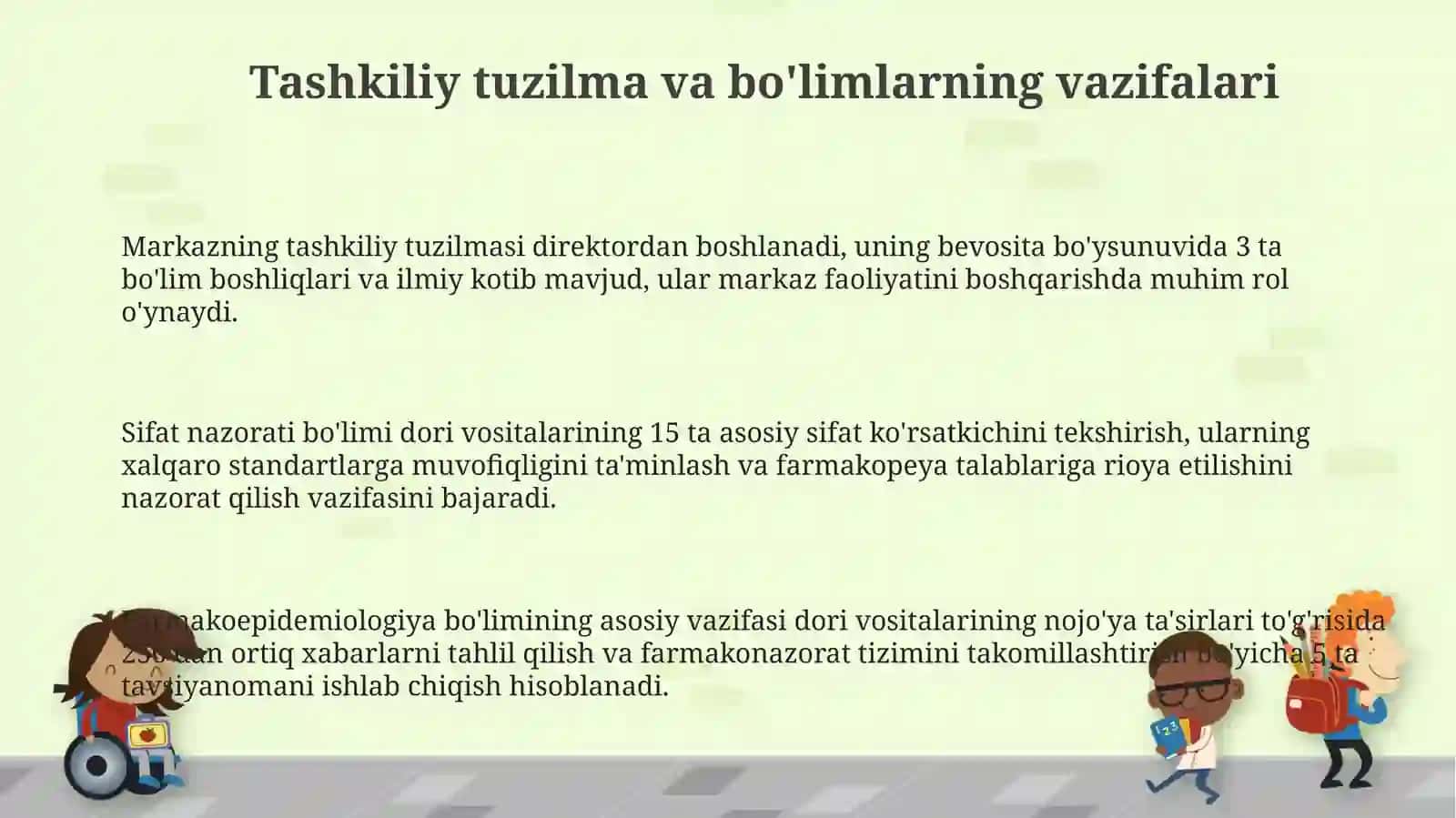 Farmatsevtika mahsulotlari xavfsizligi markazi davlat muassasasining bo'limlari tahlili 3
