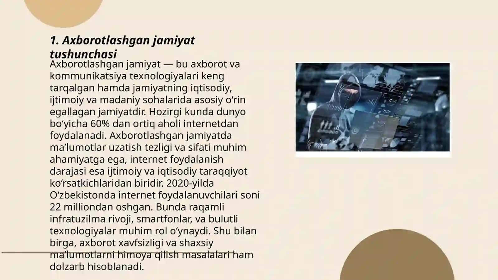 Axborotlashgan jamiyatda axborotning o’rni hamda erkinligi 3