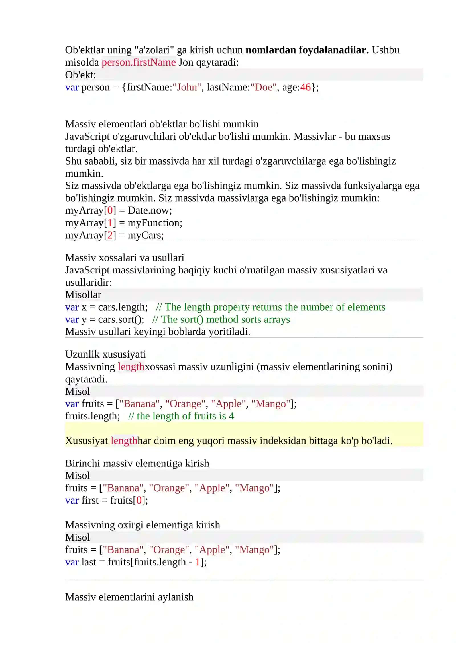 JavaScript massivlari 3