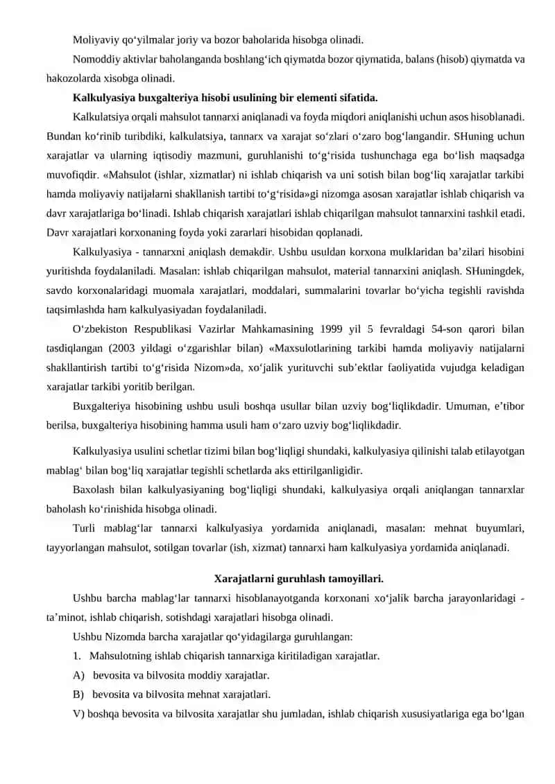 Buxgalteriya hisobida kalkulatsiya va baholash 3