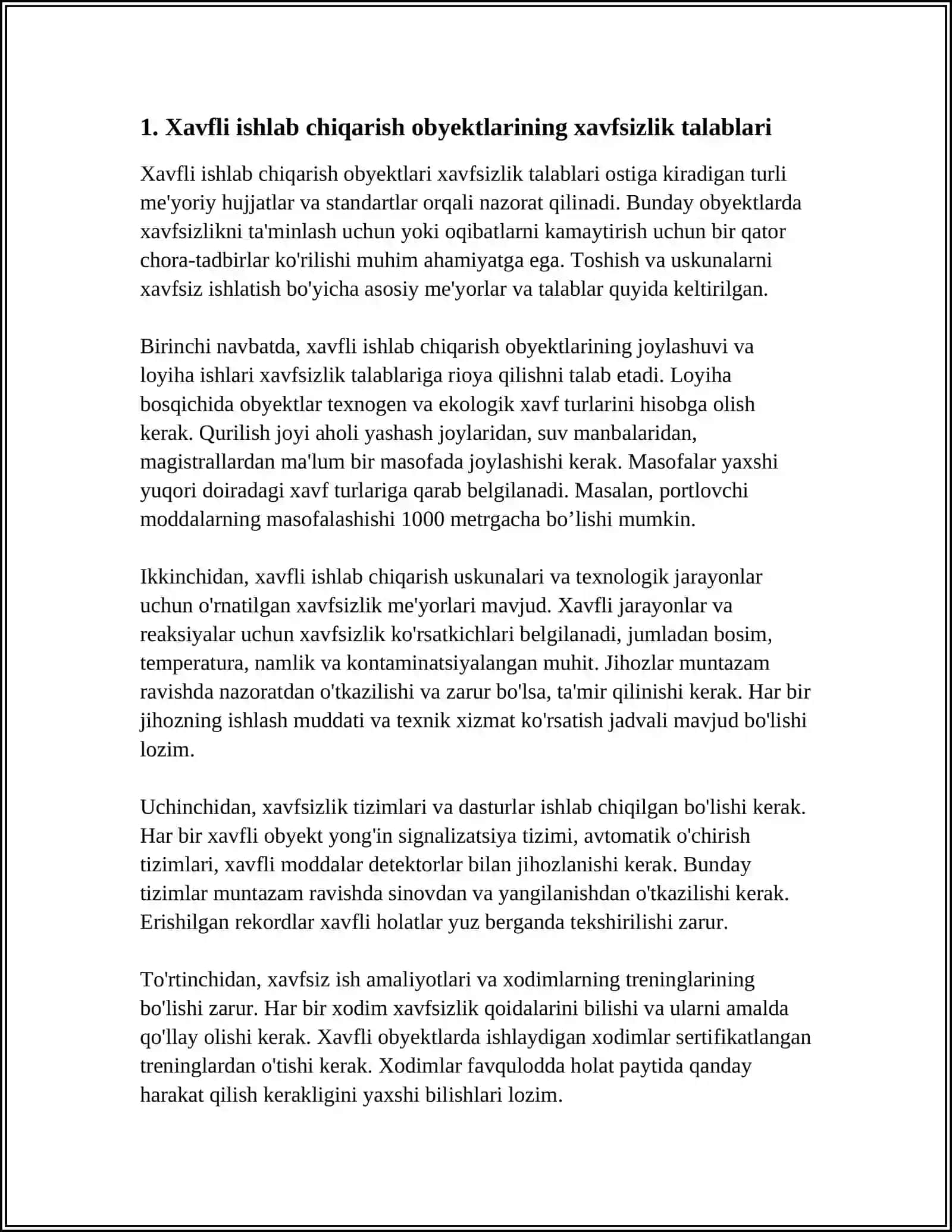 TASHKILOTLARDAGI MEHNATNI MUHOFAZA QILISH VA SANOAT XAVFSIZLIGINI BOSHQARISHDAGI XAVFLI OBEKTLARI 3