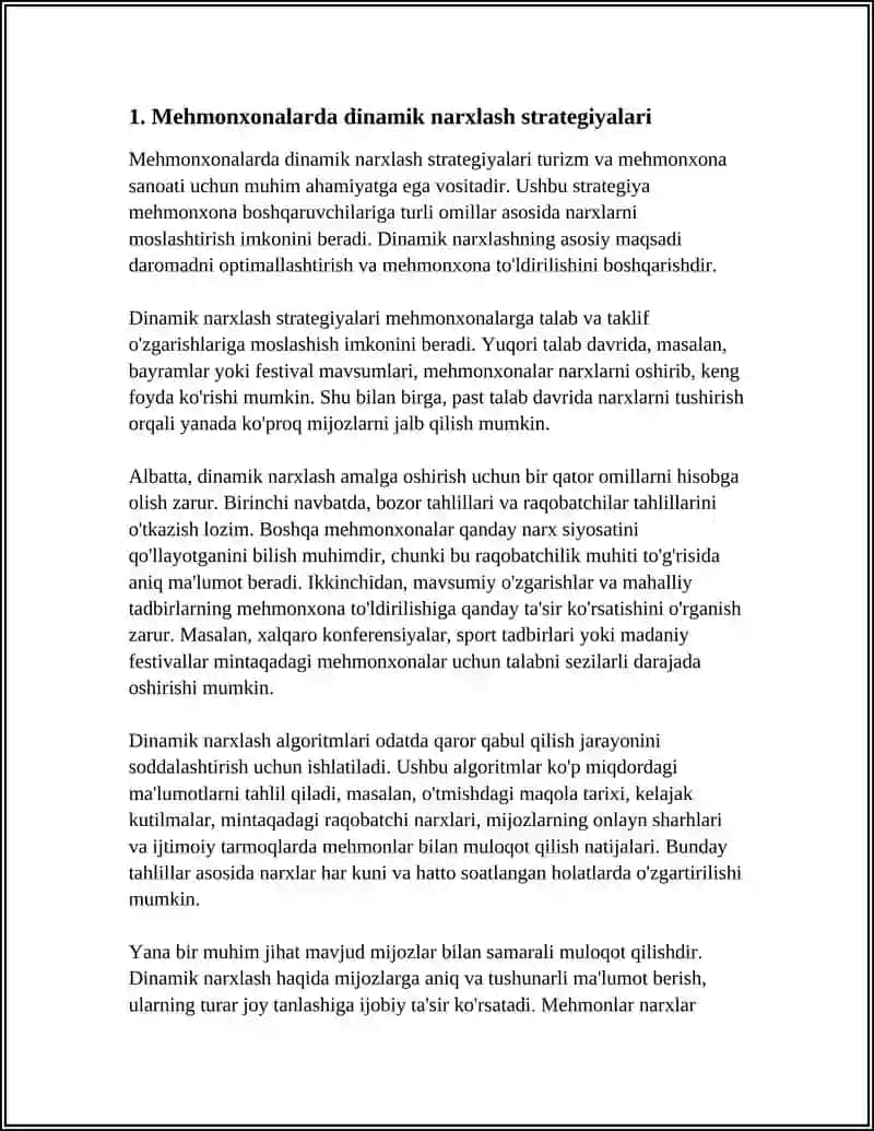Mehmonxonalarda Dinamik Narxlash Strategiyalari 3