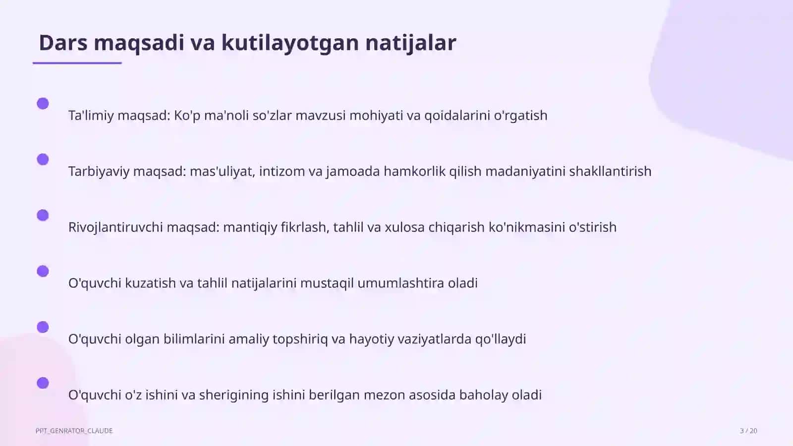 Ko'p ma'noli so'zlar (5-sinf) Ona tili (5–11) — metodik birlashma uchun 3