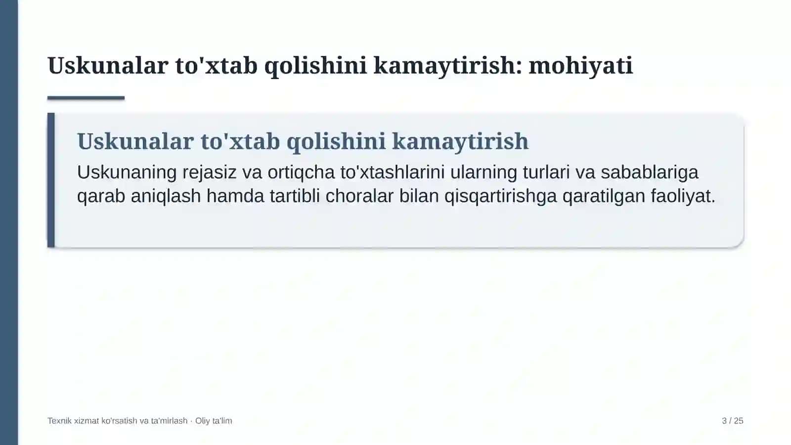 avtoservis korxonalarida uskunalar to'xtab qolishini kamaytirish 8651 3
