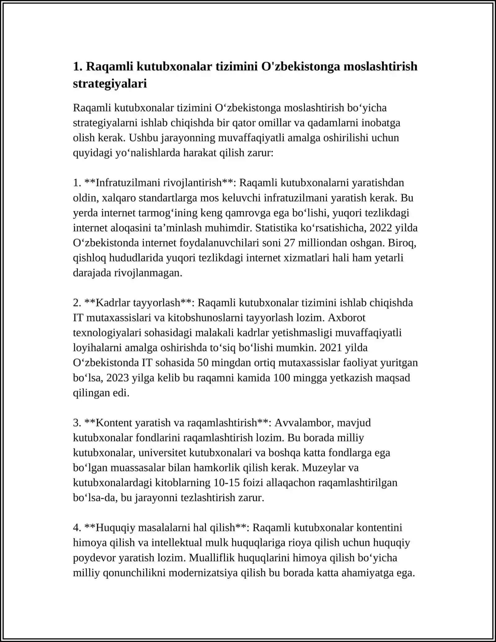 JAHON KUTUBXONALARI INNOVATSIYALARINI O'ZBEKISTON SHAROITIGA MOSLASHTIRISH 3