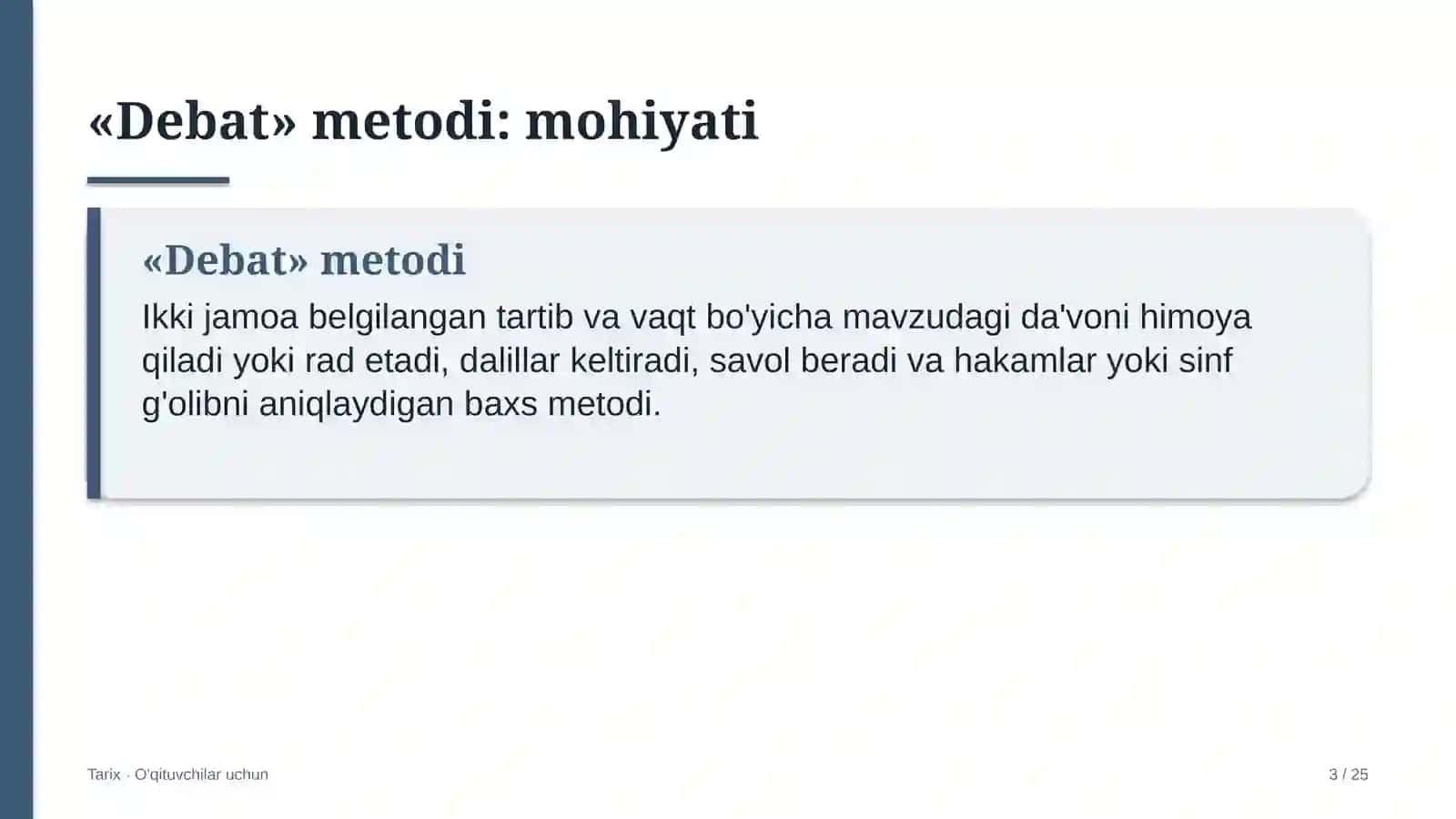 tarix darslarida debat metodidan foydalanish 5280 3