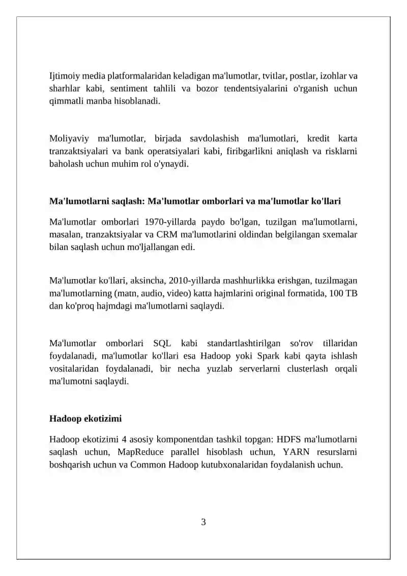 Katta ma'lumotlar texnologiyalari 3