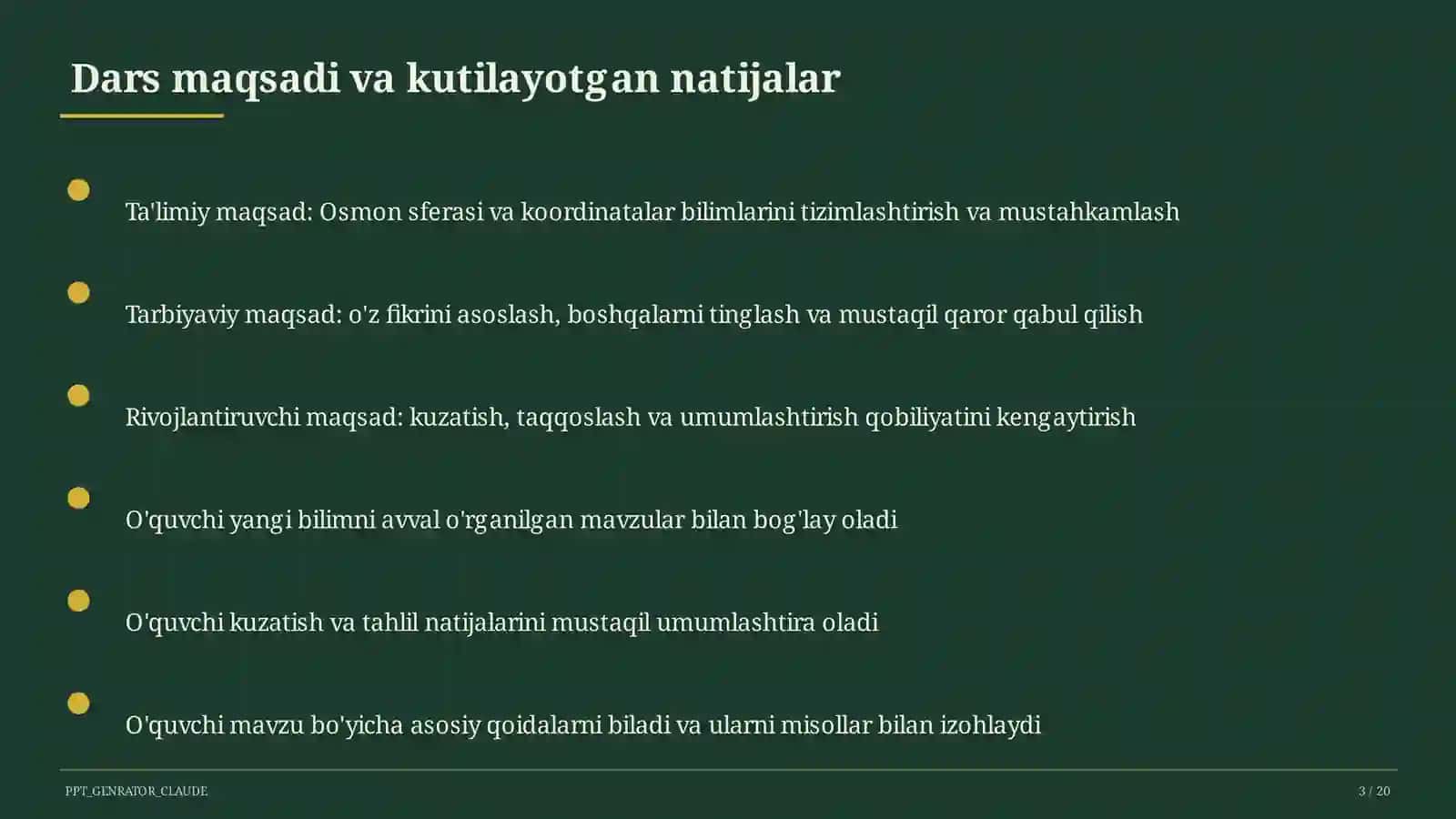 Osmon sferasi va koordinatalar (10-sinf) 3