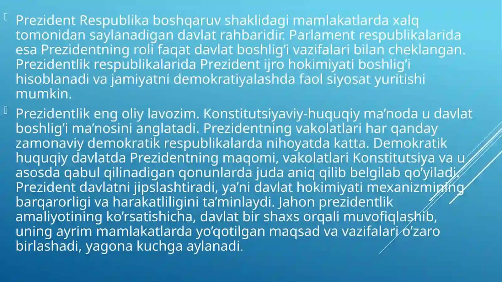 O’ZBEKISTON RESPUBLIKASIDA PREZIDENTLIK LAVOZIMI TA’SIS ETILISHI 3