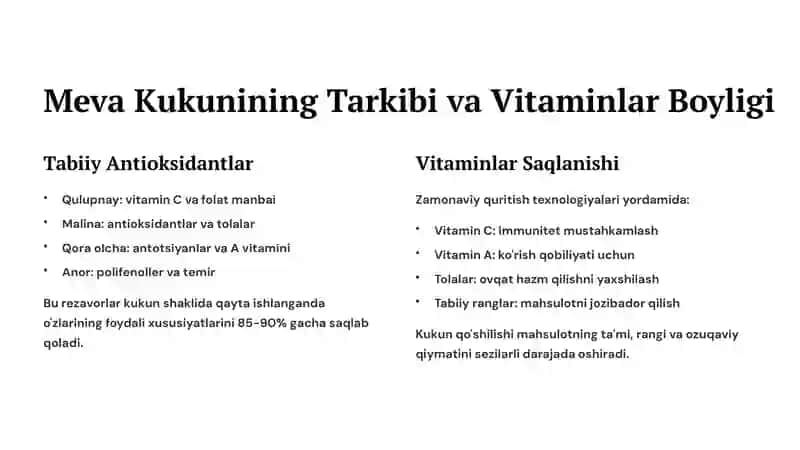 Meva Rezavor Kukuni Qo'shilgan Vitaminlashgan Non-Bulka Mahsulotlari 3