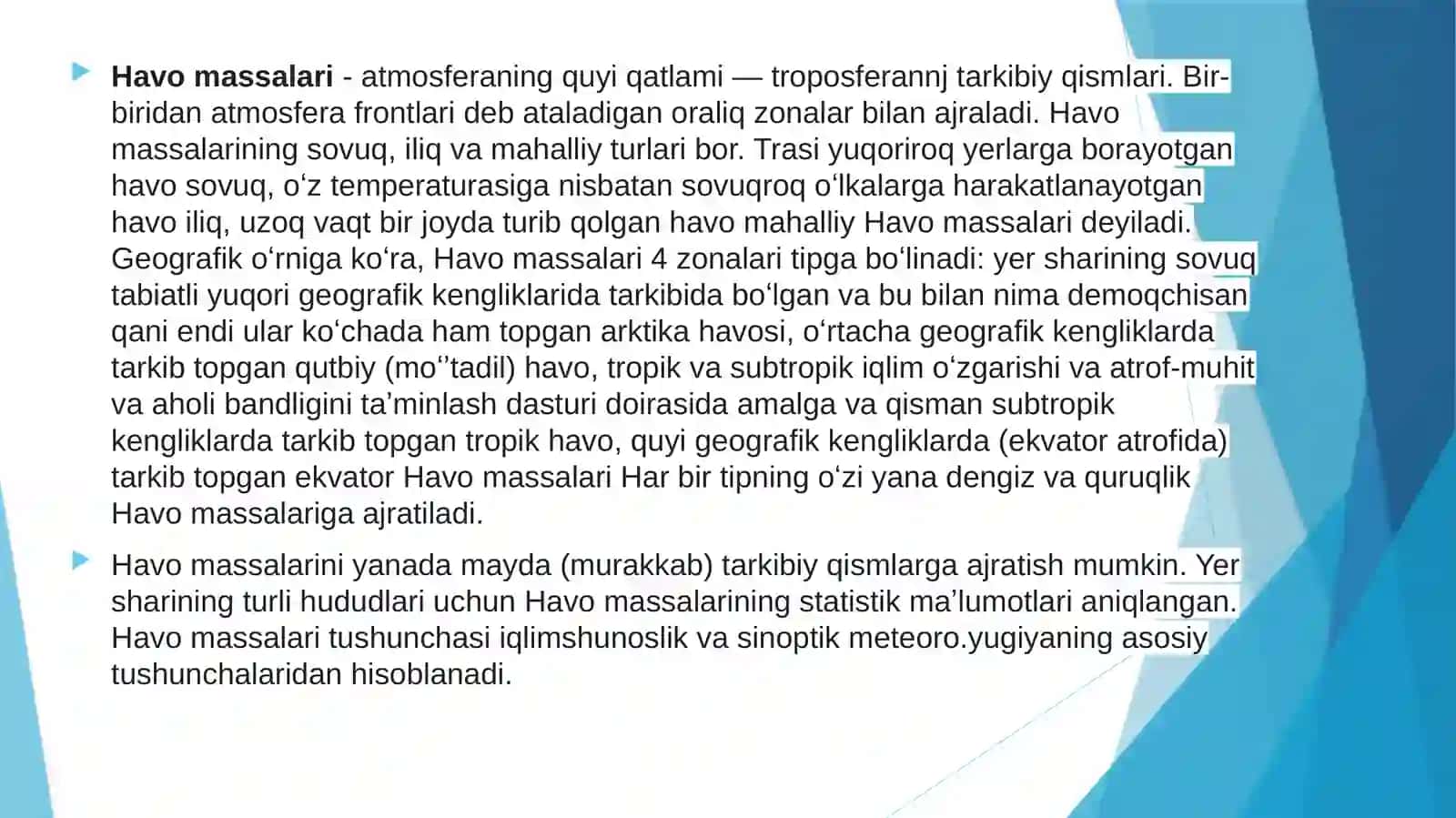 Havo massalari va frontlari 3