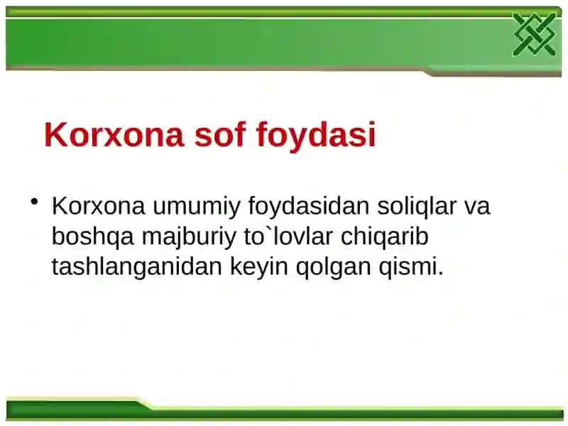 Korxona foydasi 3
