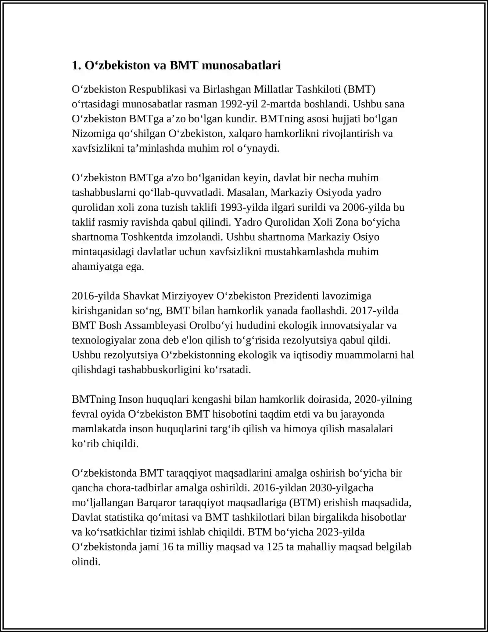 OʻZBEKISTONNING XALQARO TASHKILOTLARI BILAN ALOQALARI 3