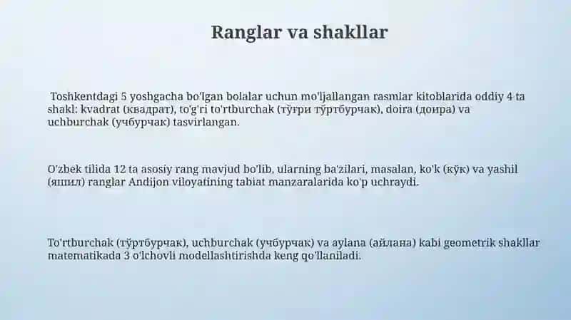 Òzbek tilida sòz - gaplar 3