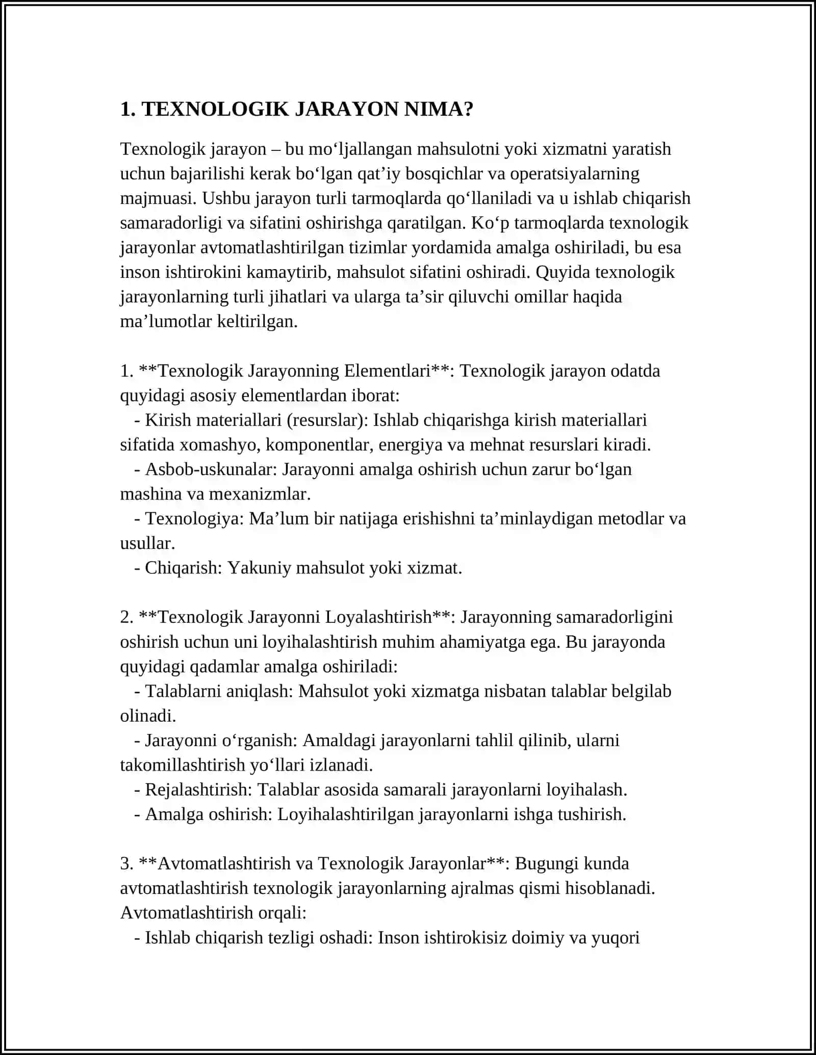 TEXNOLOGIK JAROYON VA UNING BOSQICHLARI 3