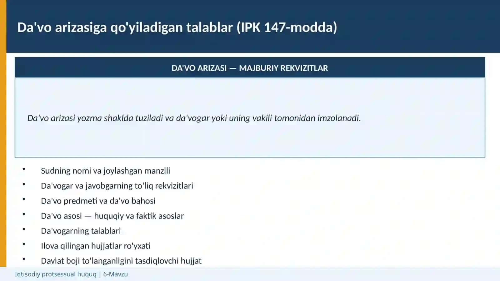 Iqtisodiy protsessual huquq | 6-Mavzu 3