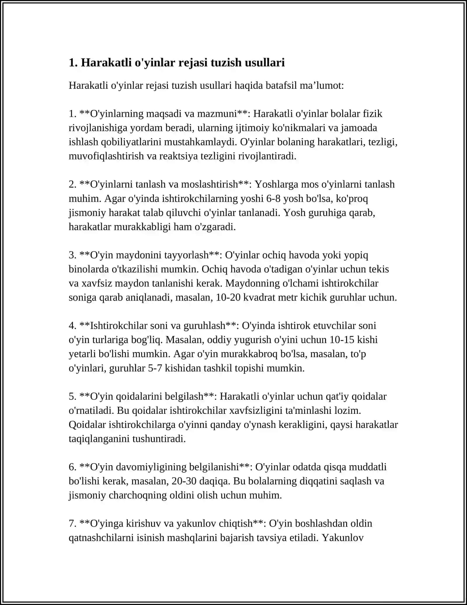 HARAKATLI O’YINLARNI REJALASHTIRISH VA NAZORAT QILISH HARAKATLI O’YINLAR JARAYONIDA SPORT ANJOMLARI VA INSHOOTLARDAN FOYDALANISH 3