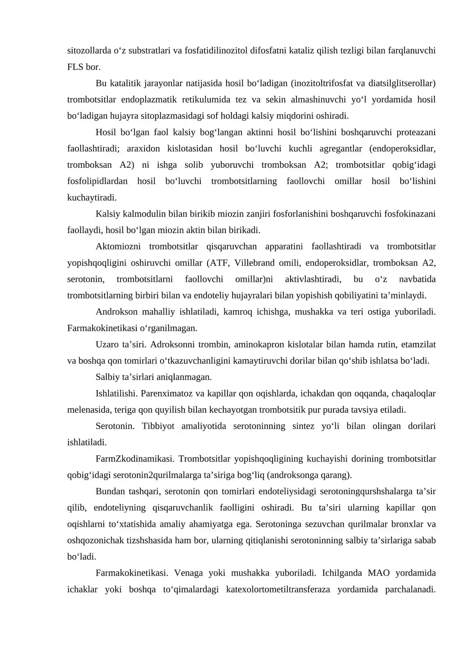 Qon ivishiga, qon tuqimasiga ta’sir qiluvchi dori vositalarining klinik va farmakologik tavsifi 3
