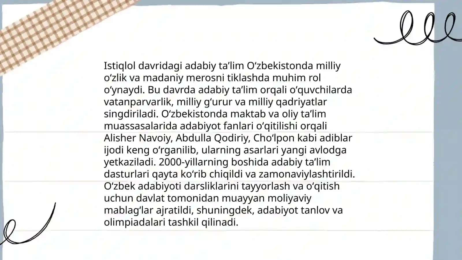 Istiqlol davrida oʻrta maktab, akademik litseylarda adabiy taʼlim usulini va mazmunini yangilanishi 3