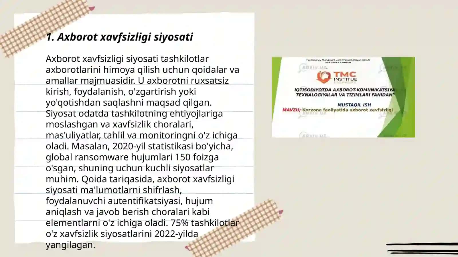 Axborot xavfsizligi siyosati 3