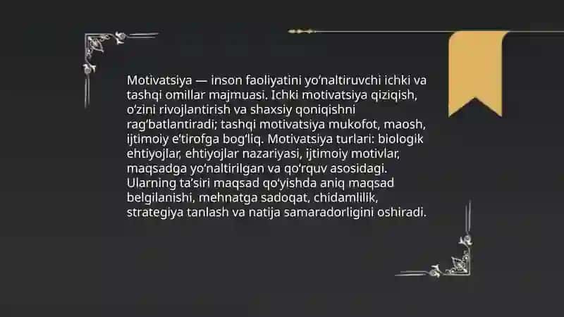 Inson oʻz maqsadiga erishishda motivning ahamiyati 3