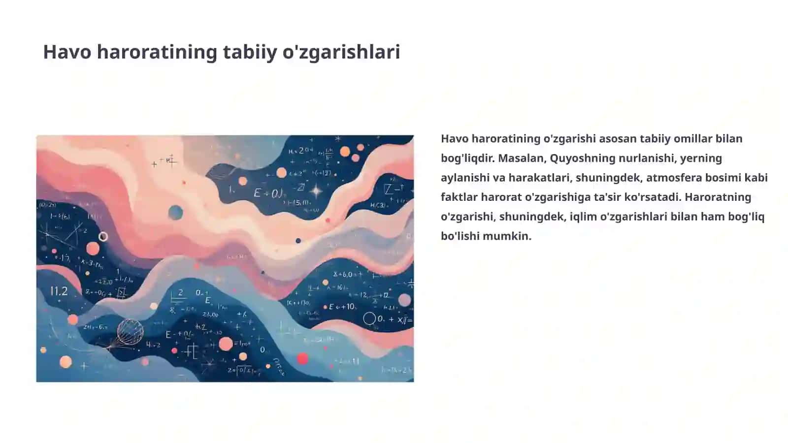 Tabiiy fandan havo haroratining sutkalik va yillik amplitudasini oʻrganish 3