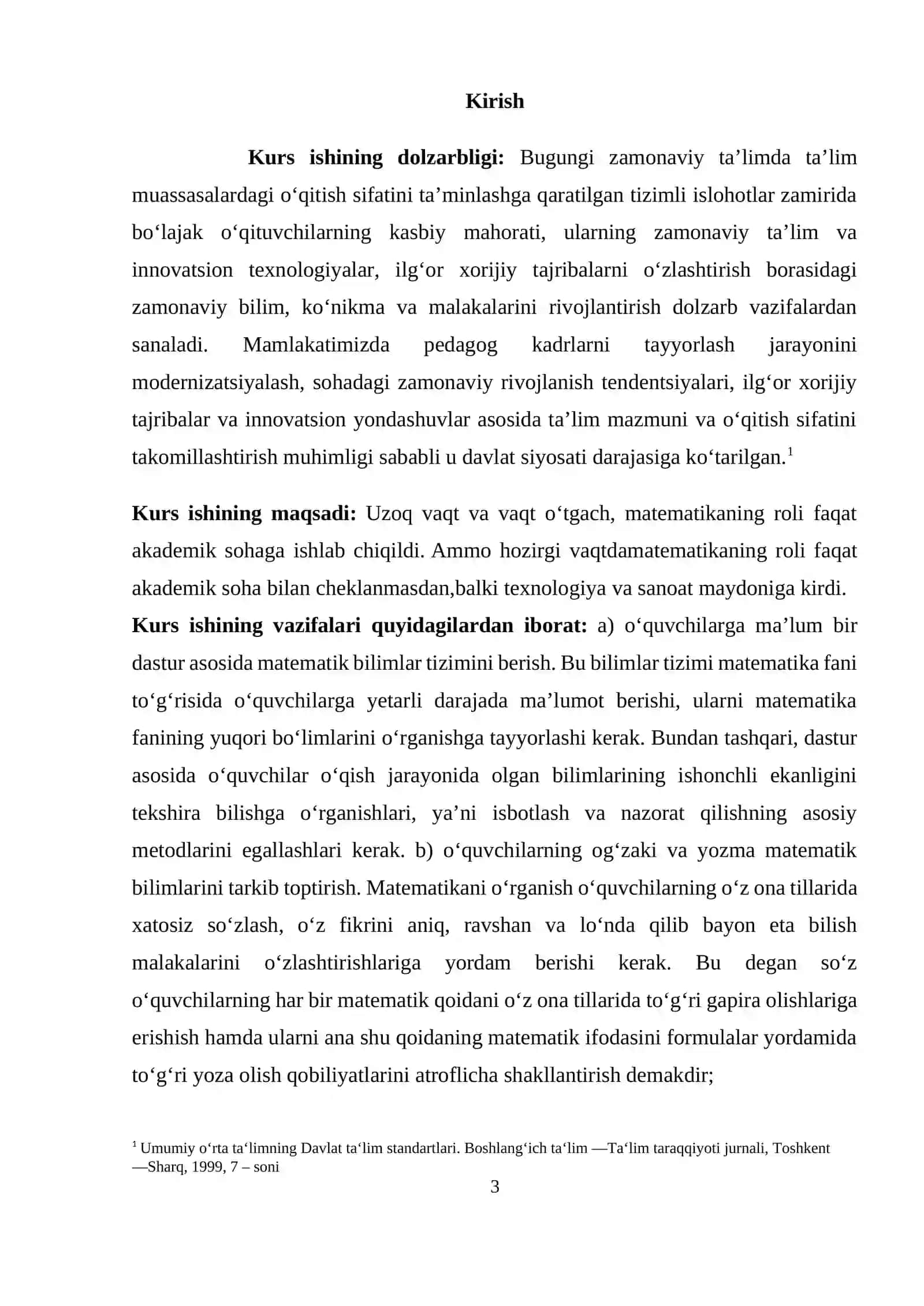 BOSHLANG‘ICH SINFLARDA MATEMATIKADAN MILLIY O‘QUV DASTURI. DTS TAHLILI 3