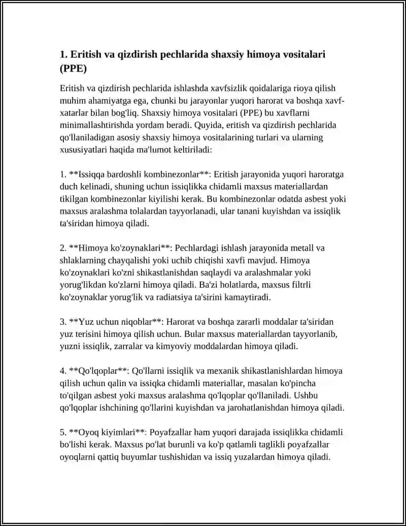 Eritish va qizdirish pechlarida ishlashda xavfsizlik qoidalari 3