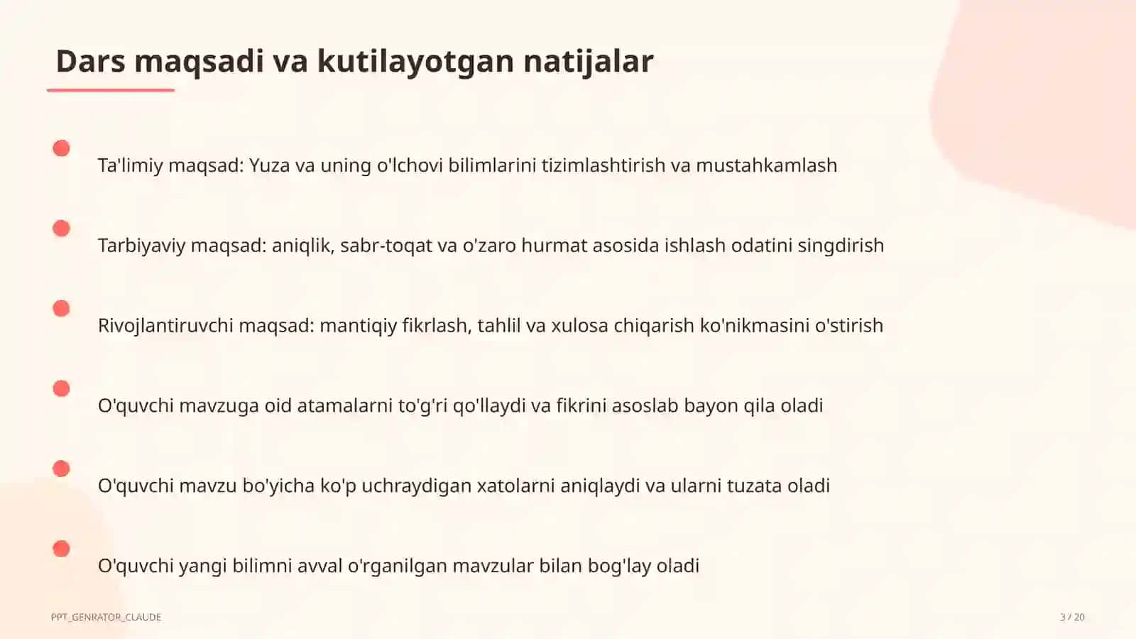 Yuza va uning o'lchovi (3-sinf) 3