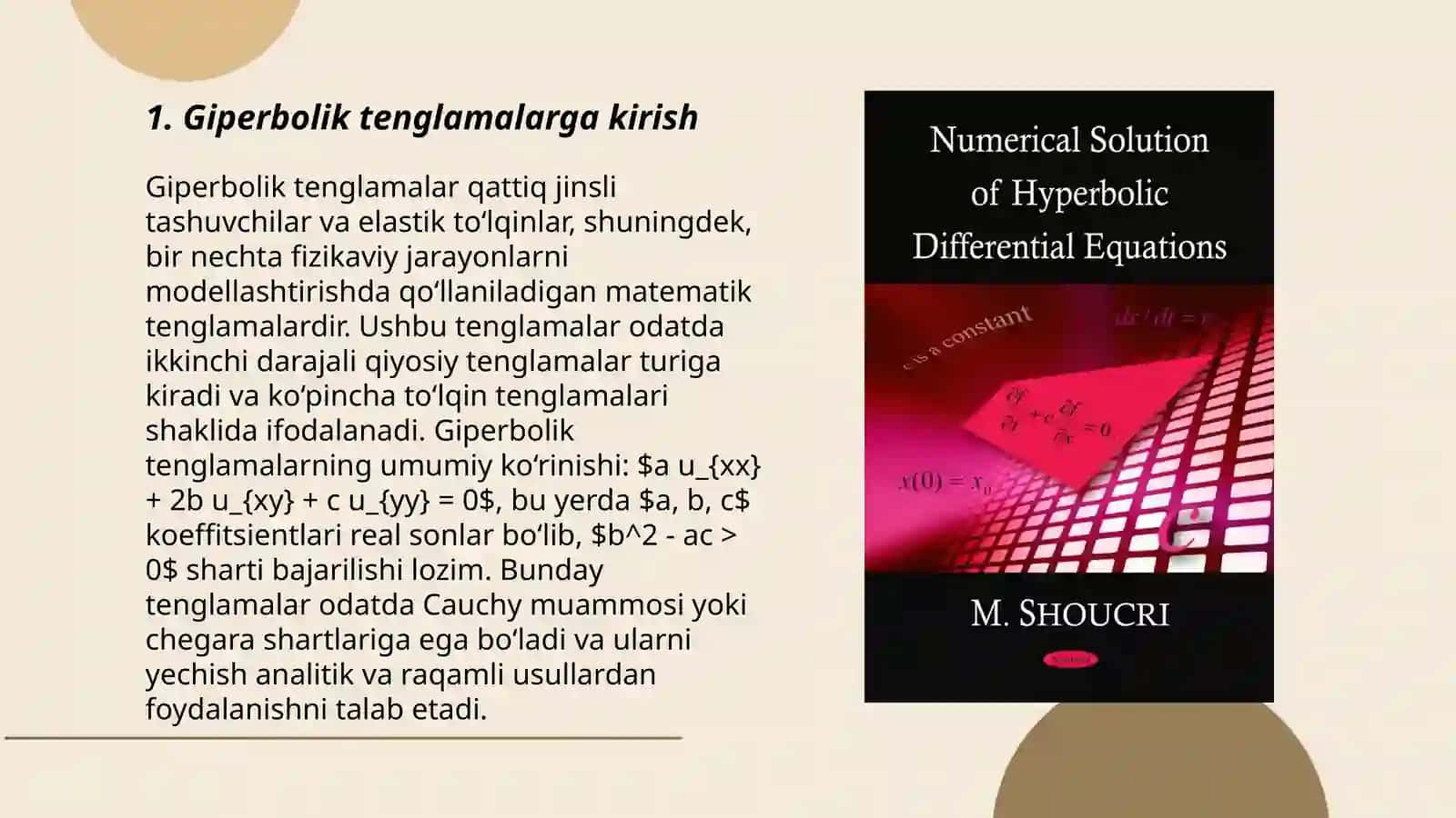 Giperbolik tenglamalar uchun qoʻyilgan masalalarni ayirmali metodlar bilan yechish 3