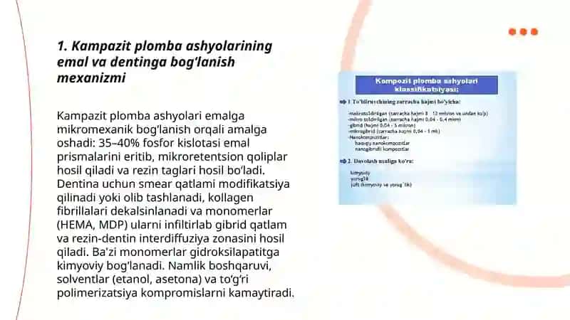 Tishlar restavatsiyasida kampazit plomba ashyolarini klinik qo'llash tamoyillari 3