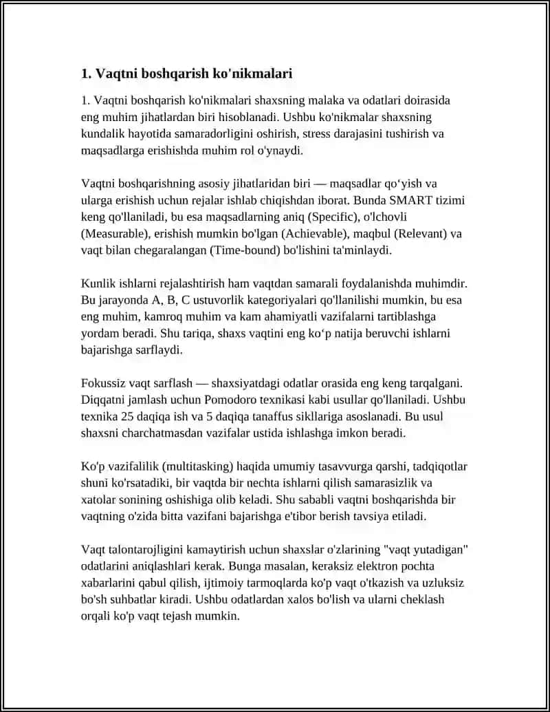 REFERAT: SHAXSNING MALAKA VA ODATLARI 3