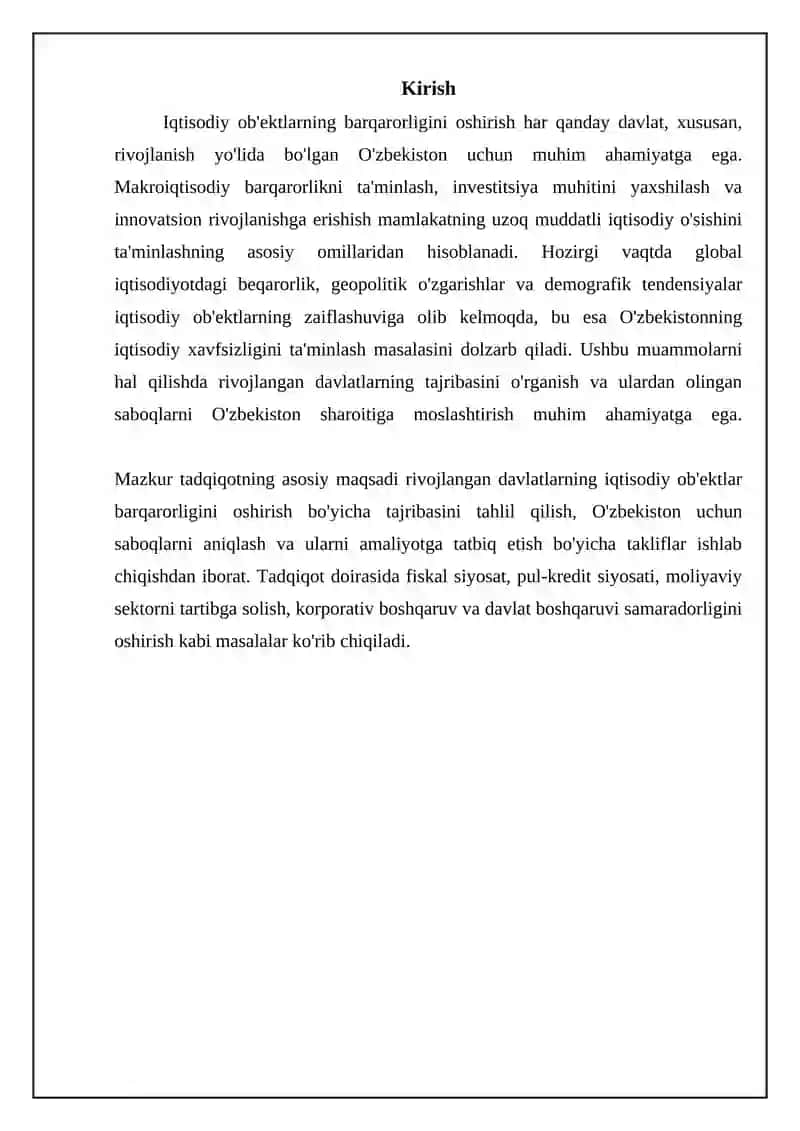 Rivojlangan davlatlar tajribasi: Makroiqtisodiy barqarorlikka erishish yo'llari 3