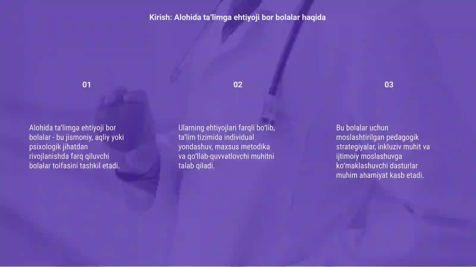 Alohida taʼlimga ehtiyoji bor bolalar taʼlim tarbiyasini tashkil qilish masalalari 3