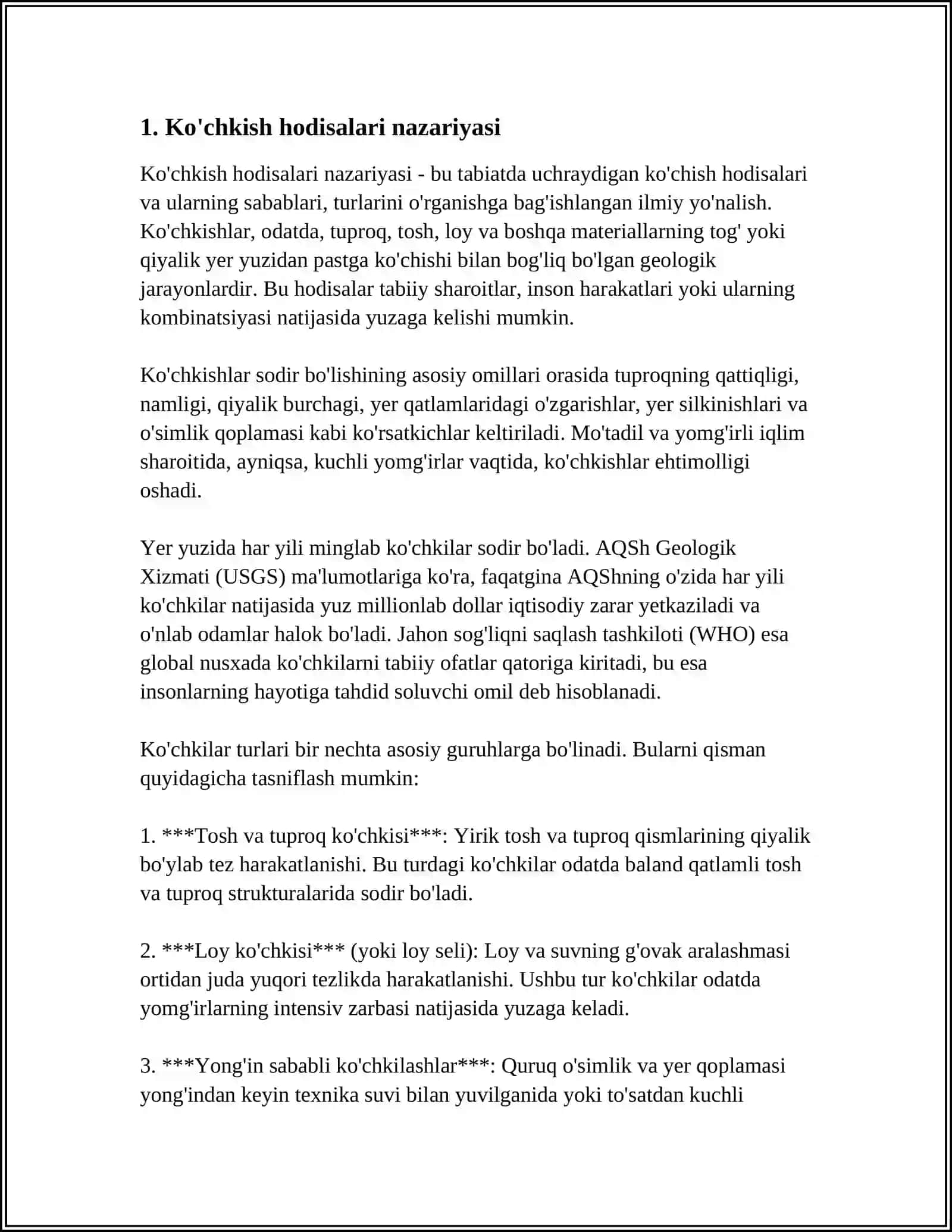 TERMODINAMIK MUVOZANATDA BO’LMAGAN TIZIMLARDA KO’CHISH HODISALARI 3